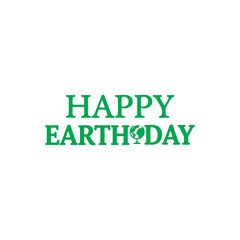 Happy Earth Day hand lettering logo decorated by leaves. Earth Day  typography logo. Earth Day enviromental and eco activism vector concept
