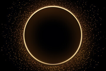 Obraz premium Luxury golden ring with glowing sparkles on black background. 3D Rendering