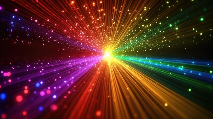 Obraz premium Radiant Spectrum, An Explosion of Vibrant Light and Color Energetic Flare