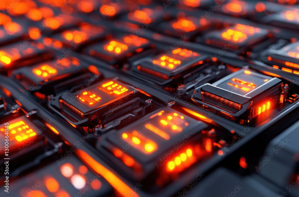 Poster illuminated rows of servers create a vibrant atmosphere in a high-tech data center, showcasing sophi