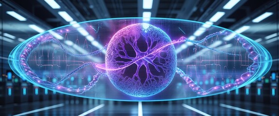 groundbreaking studies on a newly identified virus, utilizing cutting-edge technology to analyze its genome in a high-tech lab setting