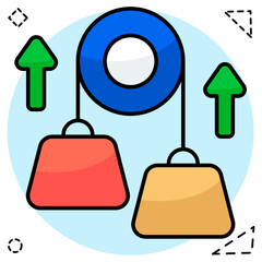 A flat design icon of pulley