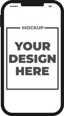Mobile mockup, blank screen or device front view, smartphone or cellphone, flat vector or line style, mockup for ui ux app, website presentation, modern mockup high quality isolated, illustration.