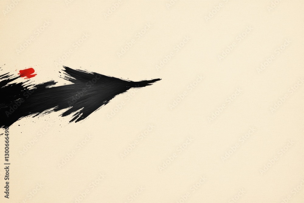 Poster dynamic arrow crafted with rough brushstroke textures embodies a grunge style, perfect for artistic 