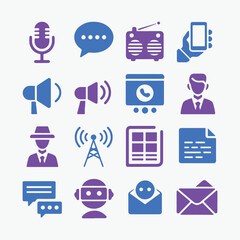 Communication and Media Icons set. Editable vector icon. Perfect for web and app interfaces, presentations, info graphics, etc.
