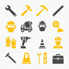 Obraz premium Construction and Tools Icons set. Editable vector icon. Perfect for web and app interfaces, presentations, info graphics, etc. 