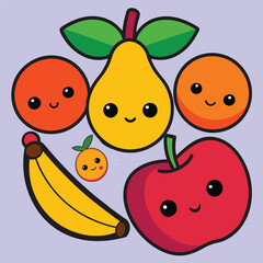 Elegant Various Fruit Icons Cartoon  illustration