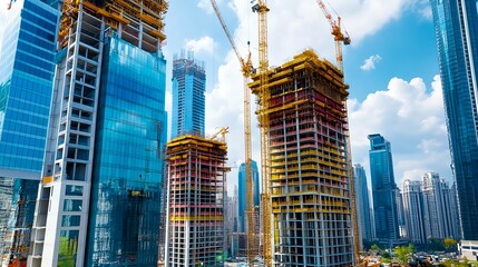 Modern Skyscraper Construction, Cityscape - Urban Development