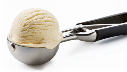 vanilla ice cream scoop isolated on white background