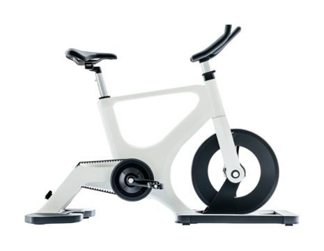 Modern exercise bike for indoor workouts and fitness training at home or gym designed for easy storage and use, cut out
