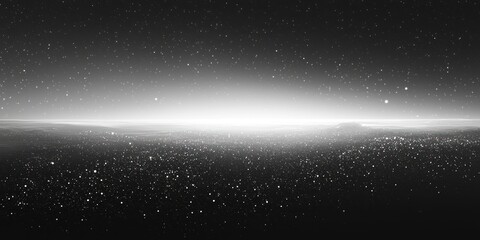 Fototapeta premium Ethereal Black and White Landscape with Starry Sky and Horizon