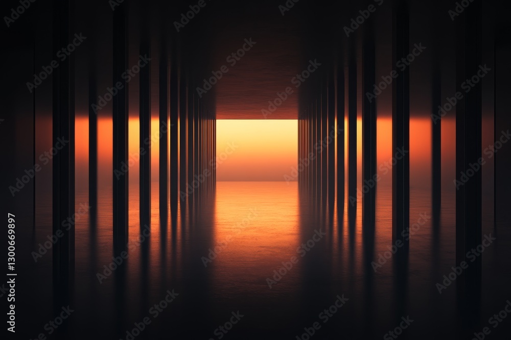 Poster high-angle panoramic view of a sleek, futuristic cityscape showcasing titanium-like structures refle