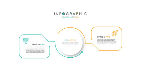 Thin line infographic template. Business concept with 2 options, step or process. Vector illustration. Simple flat infographic vector illustration for information analysis, presentation, report.