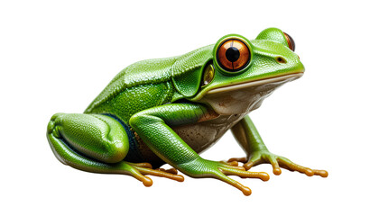 Obraz premium Vibrant Green Tree Frog With Bright Eyes on a transparent background
