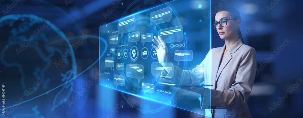 Aufkleber ai-powered chatbot and digital communication interface technology concept.
