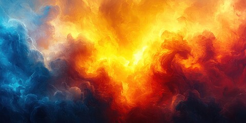 Vivid Abstract Artwork of Colorful Swirling Clouds in Sky