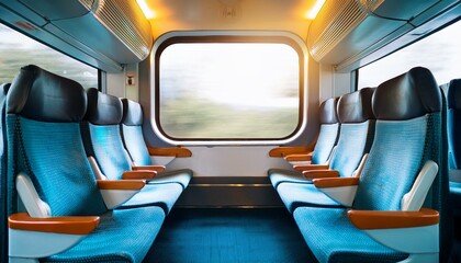Fototapeta premium empty seats on a brightly lit train