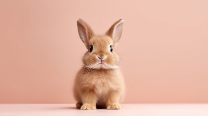 Obraz premium cute animal pet rabbit or bunny brown color smiling and laughing isolated with copy space for easter background, rabbit, animal, pet, cute, fur, ear, mammal, background, celebration, generate by AI.