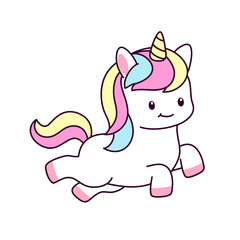 Cute and adorable unicorn character illustration