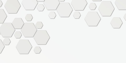 Geometric technology white hexagon background. Abstract vector illustration Science technology and medical concept hexagon on transparent background.