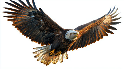 Obraz premium Majestic eagle soaring with outstretched wings, showcasing its powerful presence and beauty in flight