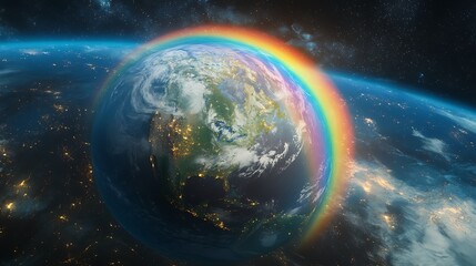 Obraz premium Rainbow Arcing Earth from Space