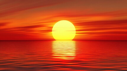 Obraz premium Vibrant Sunset Reflections on Calm Waters at Golden Hour