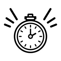 Bold black outline alarm stopwatch icon indicating urgency and time tracking