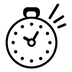 Modern black outline stopwatch icon with an alarm feature indicating time alert