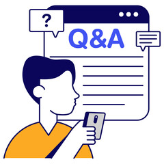 Conceptual flat design icon of question answer