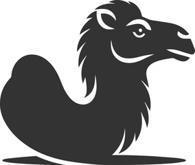 Camel looking to the side with curiosity animal vector silhouette
