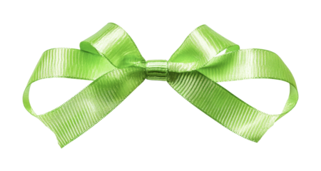 Bright green ribbon bow ready for gift wrapping or decoration for special occasions like birthdays and holidays, cut out