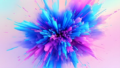 Obraz premium explosive color bursts radiating from a central point, featuring a fusion of vibrant blues, purples, and pinks