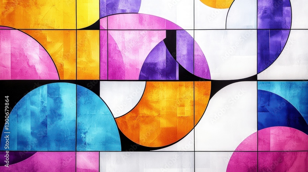 Poster abstract geometric art colorful circles squares patterns
