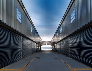 the area between aircraft hangars