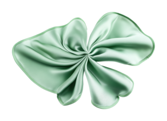 Elegant satin fabric in soft green shape resembling a flower for design and decoration use in crafts, fashion, and home decor projects, cut out