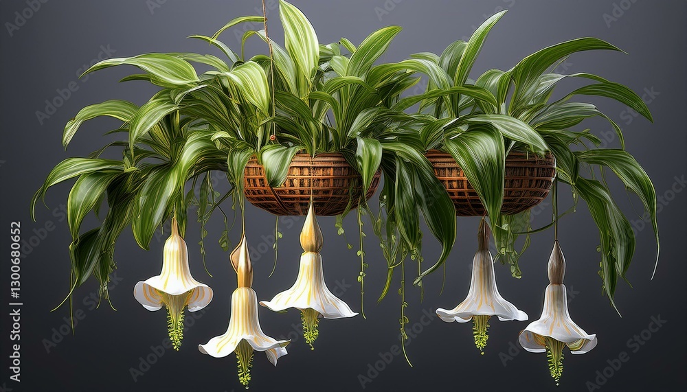 Poster 3d rendering of epipremnum aureum hanging isolated