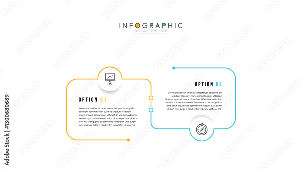 Aufkleber 2 step infographic element design vector template for presentation. process diagram and presentation