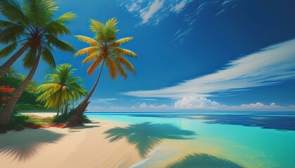 Obraz premium beach paradise with palm trees guam micronesia