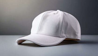 Fototapeta premium simple white cap isolated on neutral background for headwear mockup displaying versatile accessory for fashion sports and everyday use