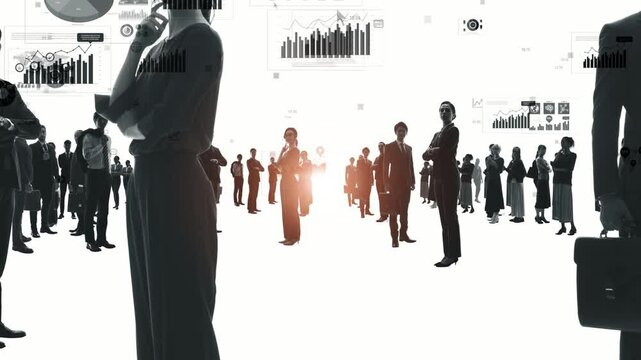 Multinational people silhouettes and statistics data concept