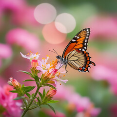 butterfly on pink flower