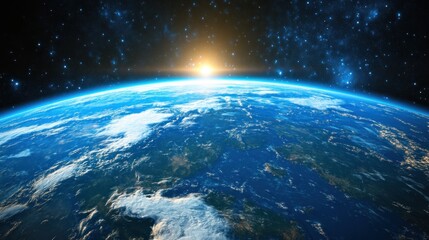 Obraz premium Majestic Sunrise Over Earth: A Breathtaking View From Space