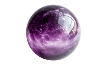 Purple galaxy sphere with cosmic reflections and celestial glow