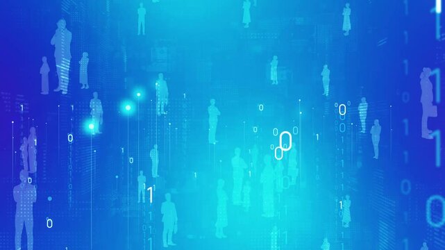 Multinational people silhouettes and digital technology concept