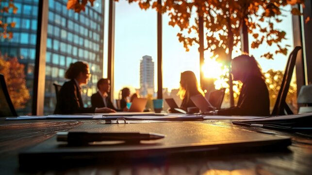 Sunset Business Meeting  Team Collaboration  Office Success