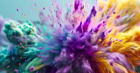 Obraz premium explosive color bursts radiating from a central point, featuring a fusion of vibrant blues, purples, and pinks