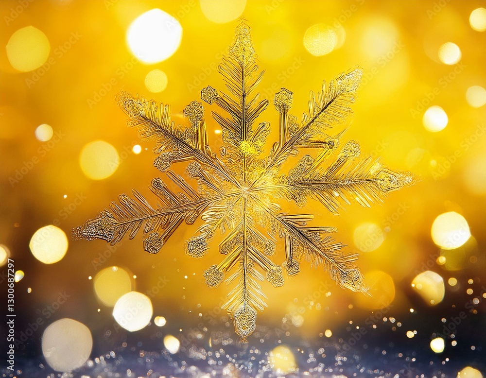Poster a beautiful display of falling snowflakes on a vibrant yellow background creating a sense of calm am