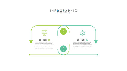 Vector linear infographic. Timeline with 2 option, step down arrows. Can be used for workflow layout, diagram, annual report, web design. Vector business template for presentation.