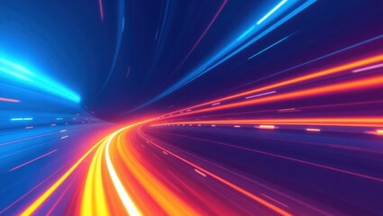 Abstract Light Streaks Create a Dynamic Speeding Effect in Tunnel